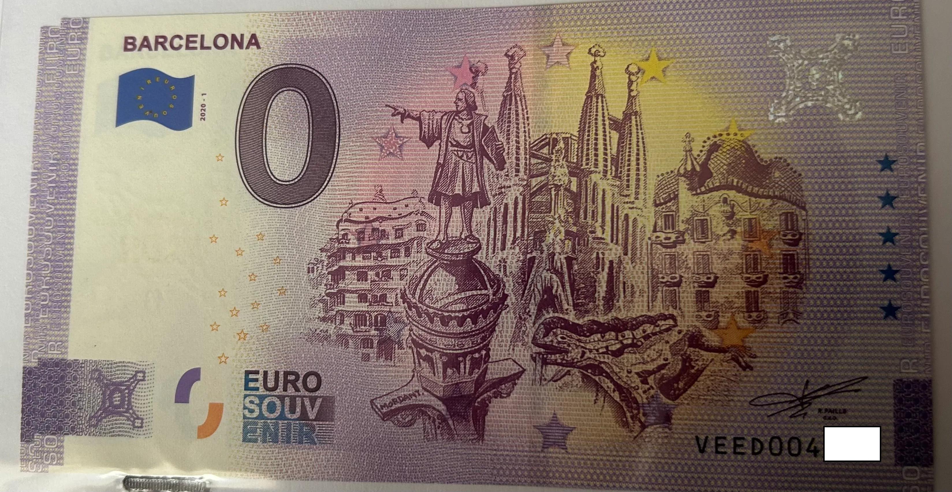BILLETE 0 EURO ESPAÑA VEED 2020-1  BARCELONA ANNIVERSARY